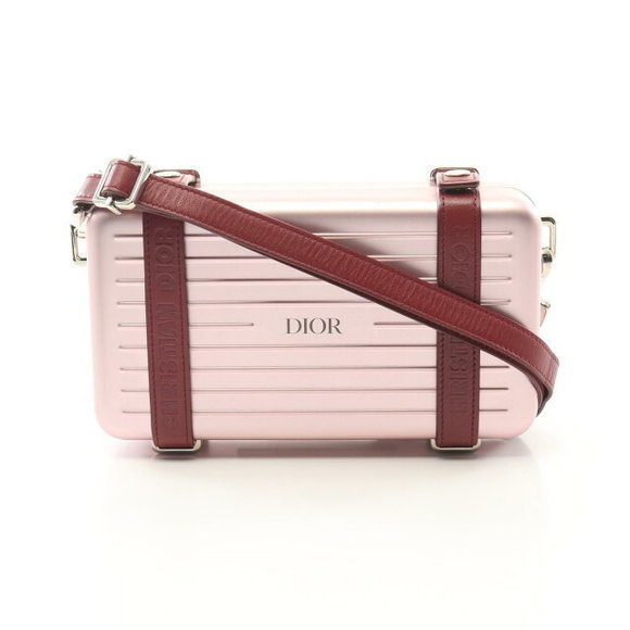Dior Christian RIMOWA Personal Clutch Shoulder Bag Leather Pink Red - Picture 1 of 7